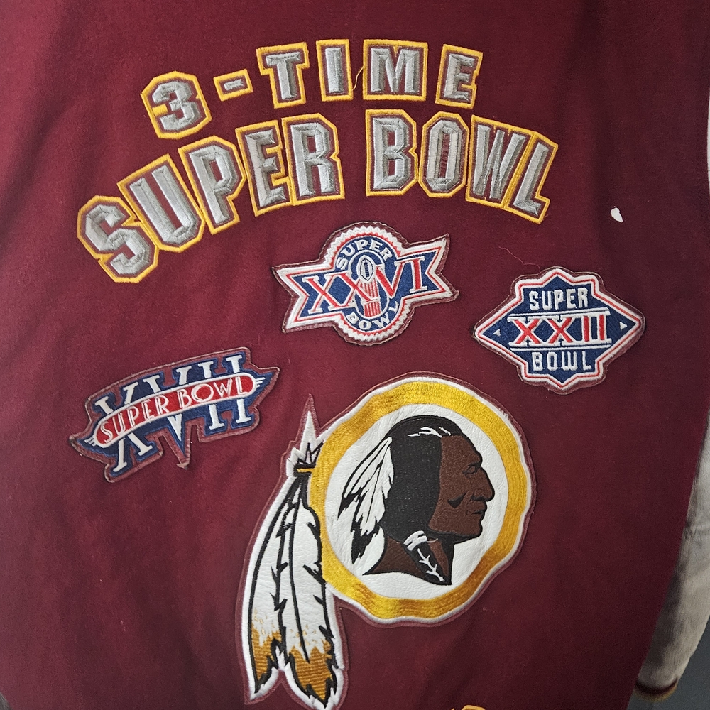 NFL Maroon Bomber Jacket with Super Bowl Logos